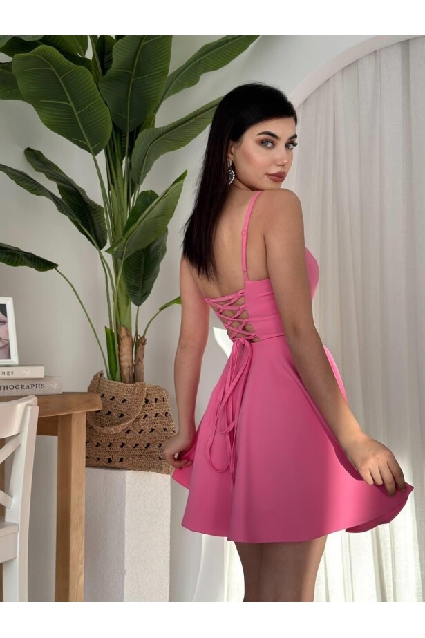 Pole İp Askılı Elbise Pembe